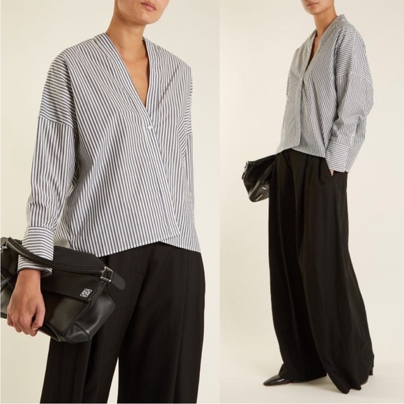 Nili Lotan Tops - Nili Lotan Sabine Striped Shirt Single Button Blue White Stripe - Size XS